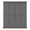Axton Westchester Wardrobe with 4 Doors and 2 Drawers In Matt Grey