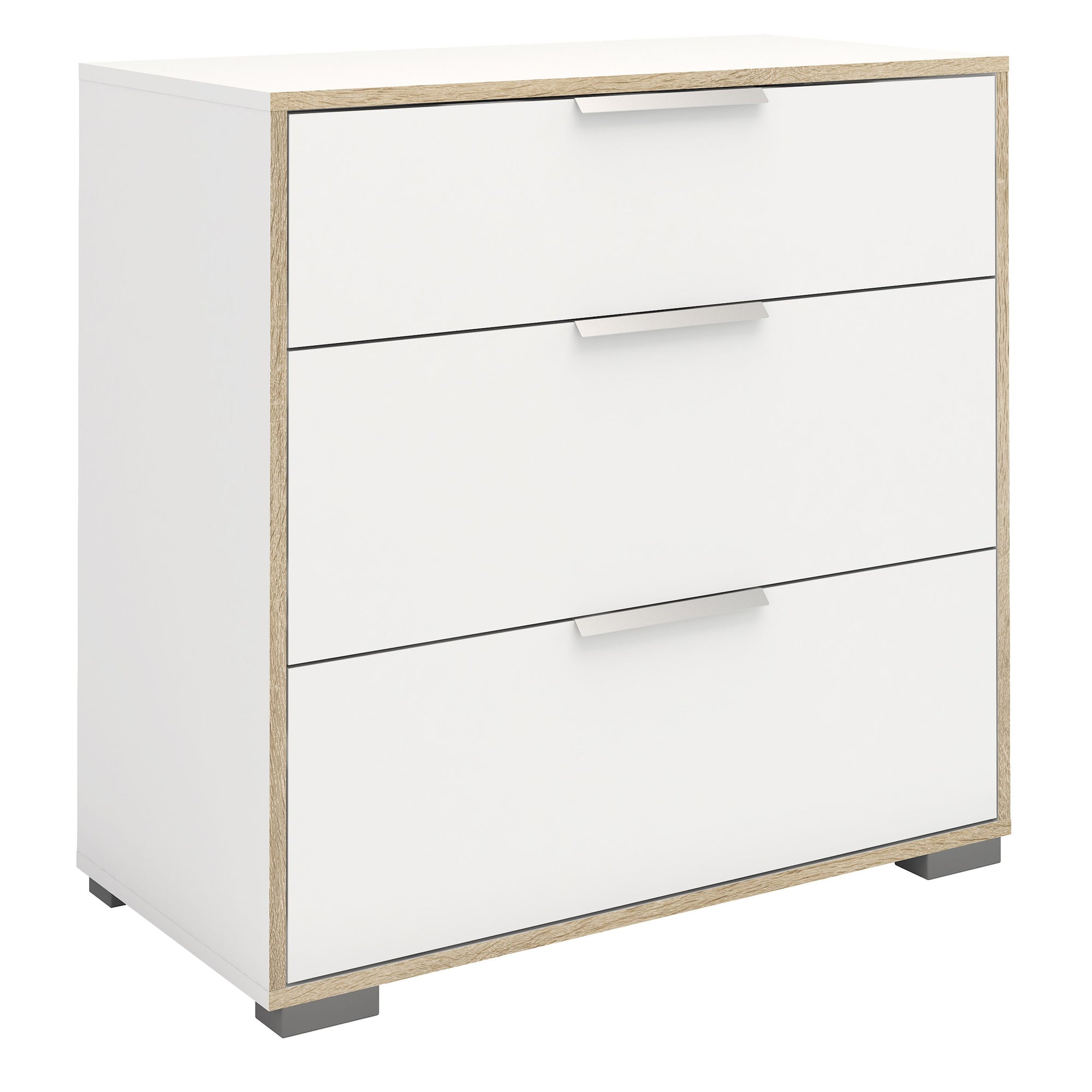 Axton Clason Chest of 3 Drawers In White and Oak