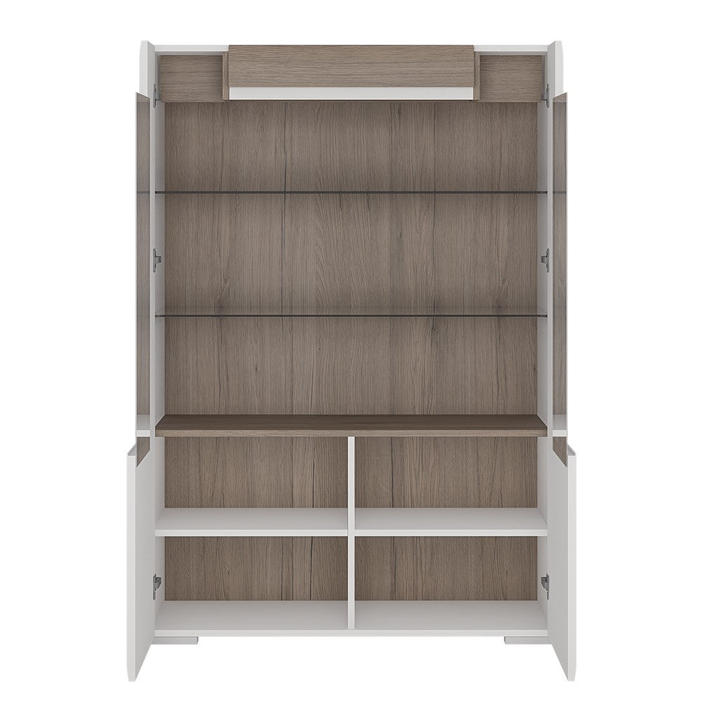 Axton Bronxdale Low Glazed 2 door Display Cabinet With Internal Shelves (inc. Plexi Lighting)