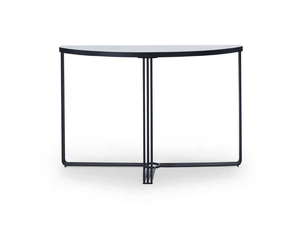 Gillmore Space Finn Demi Lune Console Table White Marble Top & Black Frame