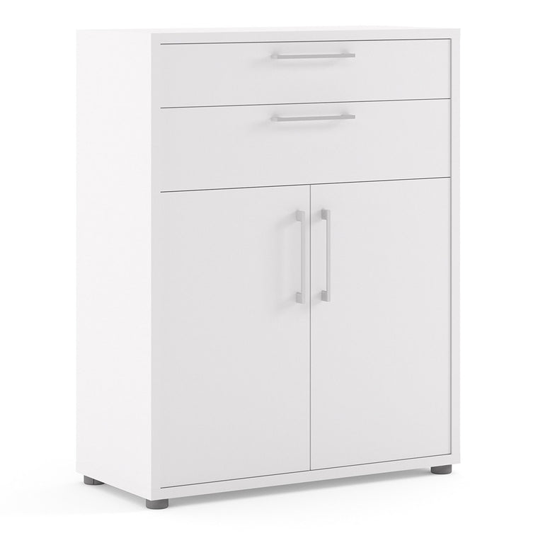 Axton Trinity Bookcase 2 Shelves with 2 Drawers And 2 Doors In White