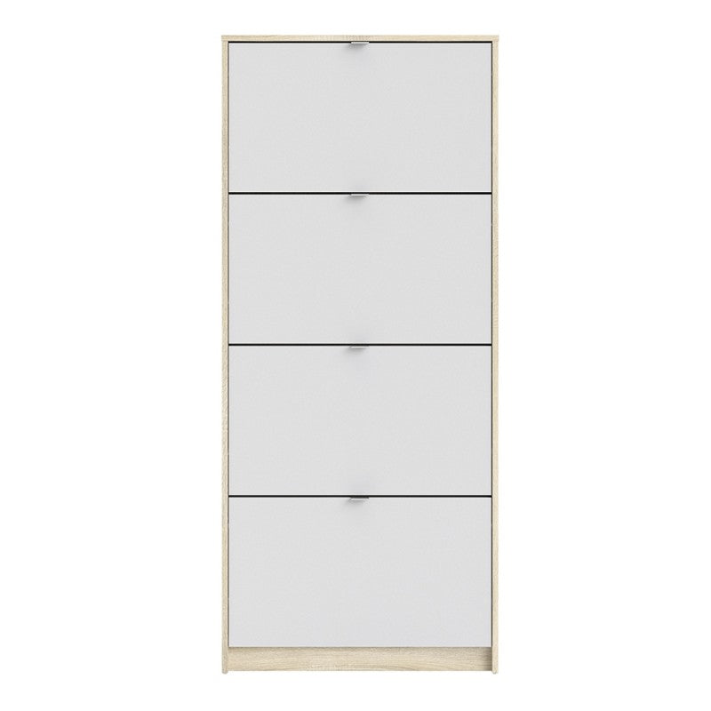 Axton Choctaw Shoe Cabinet With 4 Tilting Doors And 1 Layer In Oak Structure White