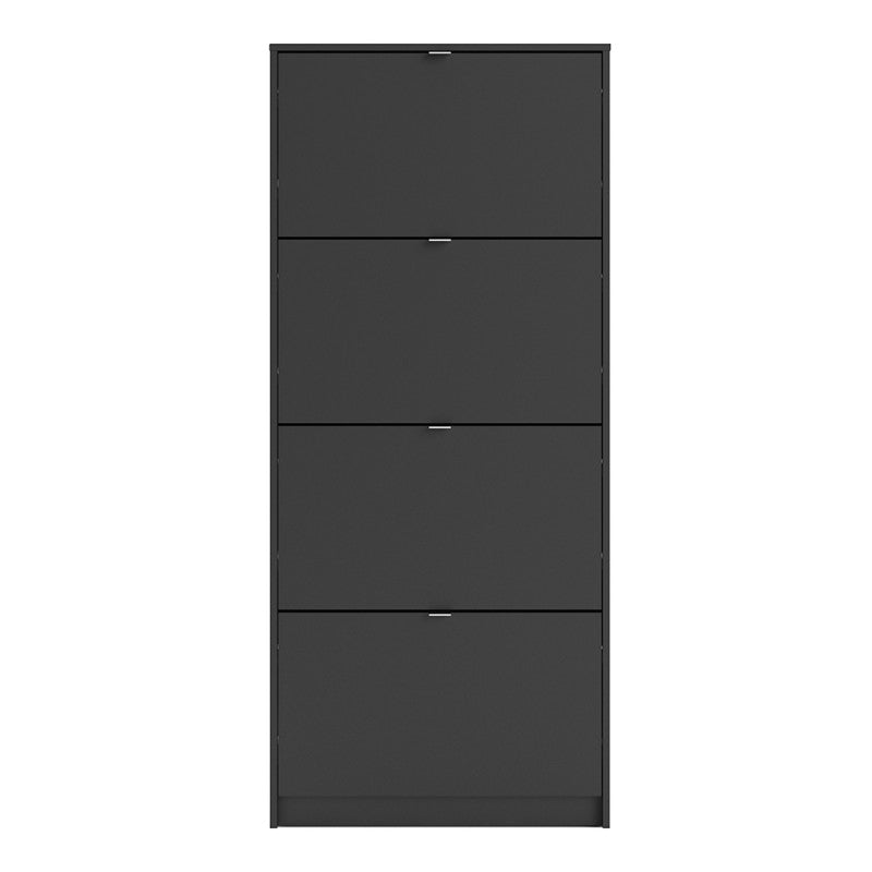 Axton Choctaw Shoe Cabinet With 4 Tilting Doors And 1 Layer In Matt Black