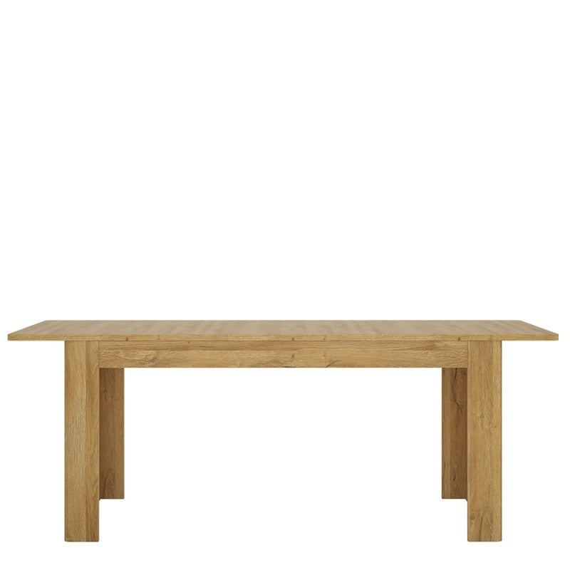 Axton Bronxwood Extending Dining Table in Grandson Oak + 4 Milan High Back Chair Dark Brown.