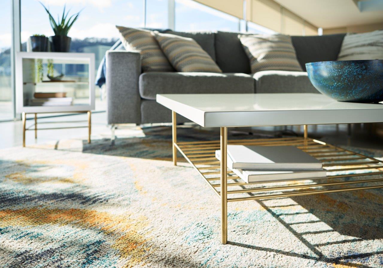 Gillmore Space Alberto Square Coffee Table White With Brass Accent