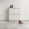 Axton Choctaw Shoe Cabinet With 2 Tilting Doors And 2 Layers In Oak Structure White