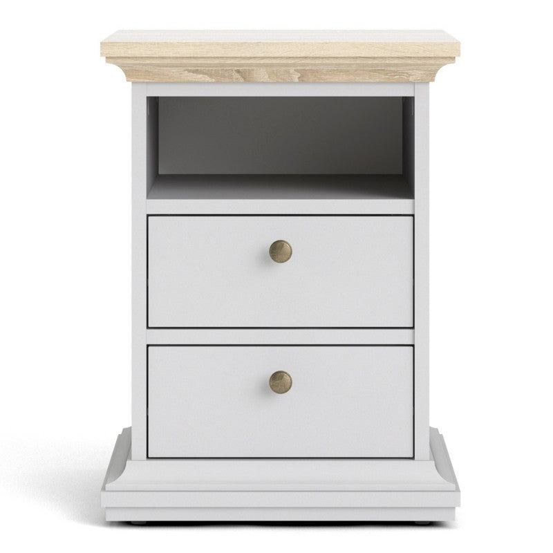 Axton Westchester Bedside 2 Drawers In White And Oak