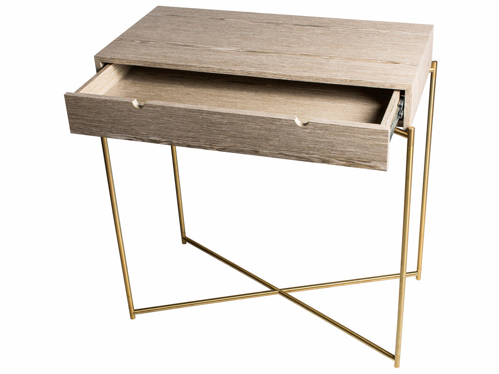 Gillmore Space Iris Small Console Table With Drawer In Weathered Oak Top