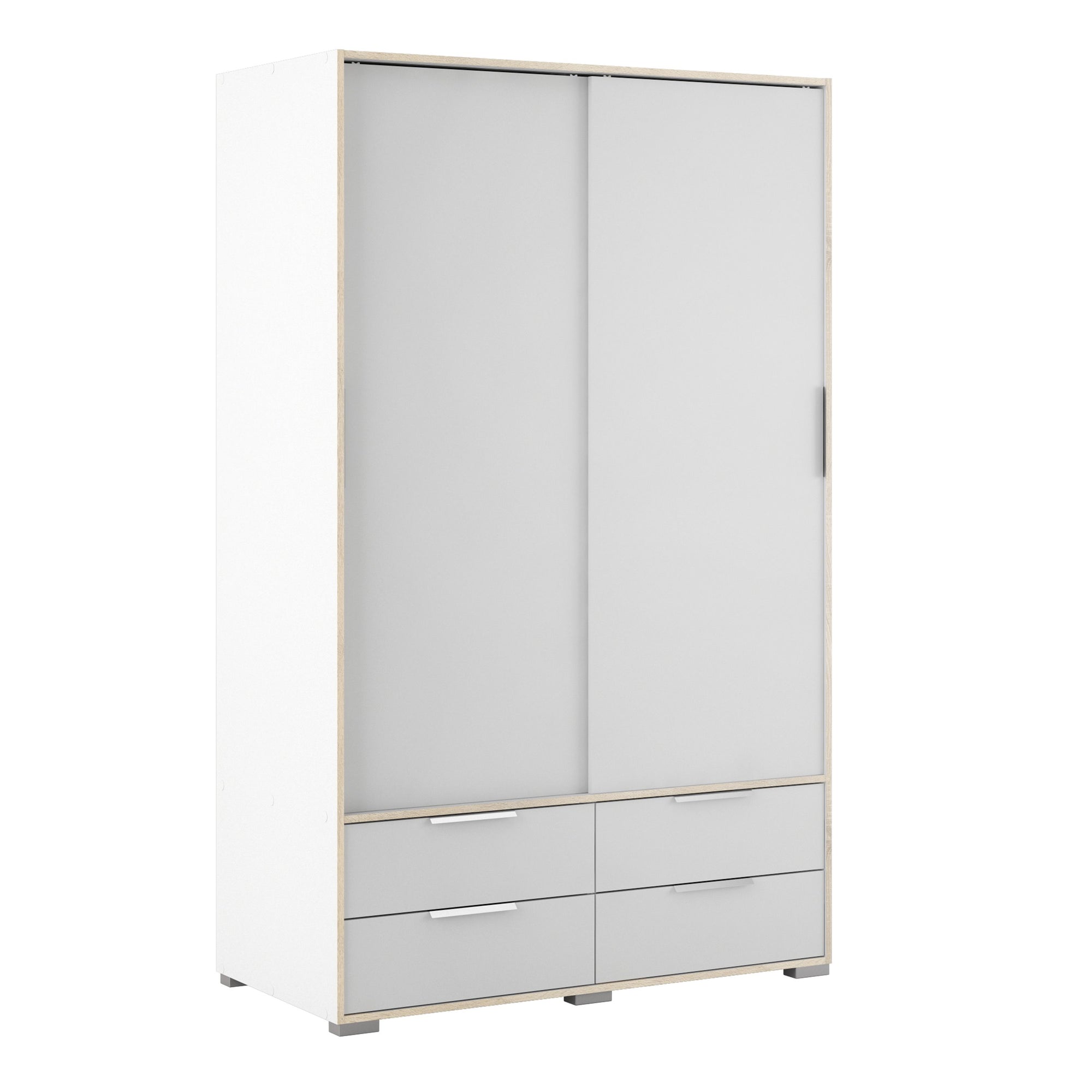 Axton Clason Wardrobe - 2 Doors 4 Drawers In White and Oak