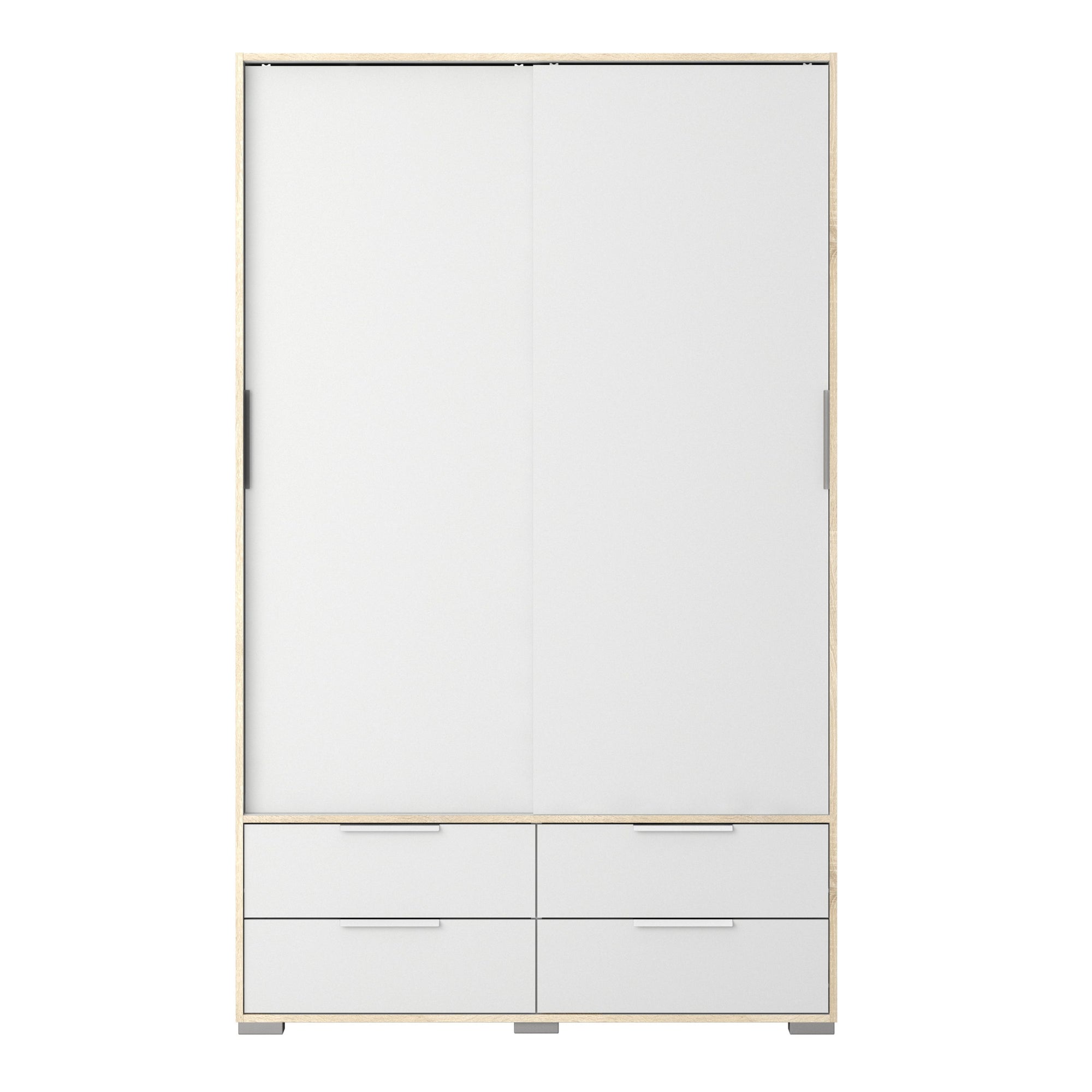 Axton Clason Wardrobe - 2 Doors 4 Drawers In White and Oak