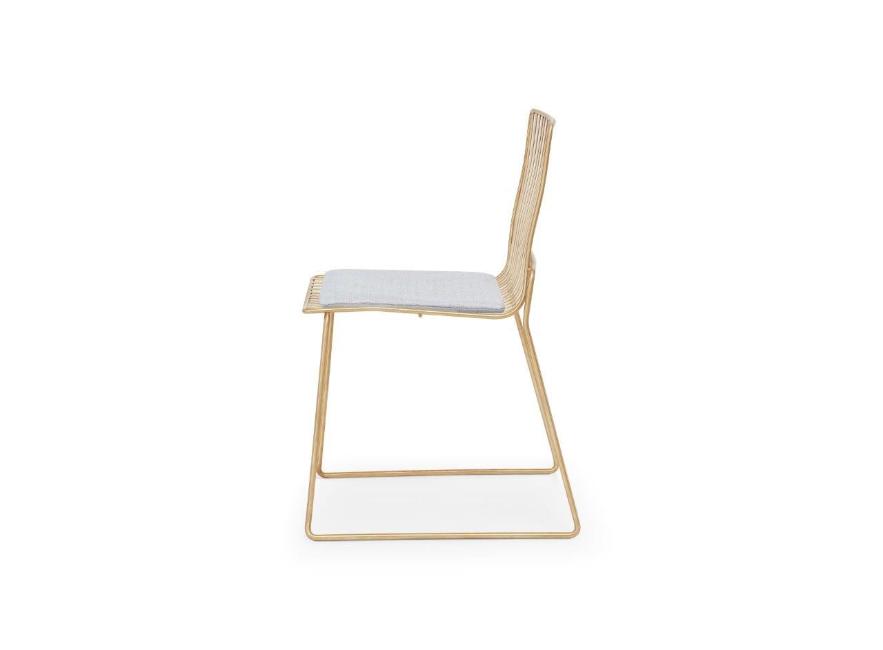 Gillmore Space Finn Stacking Dining Chair Silver Upholstered & Brass Frame