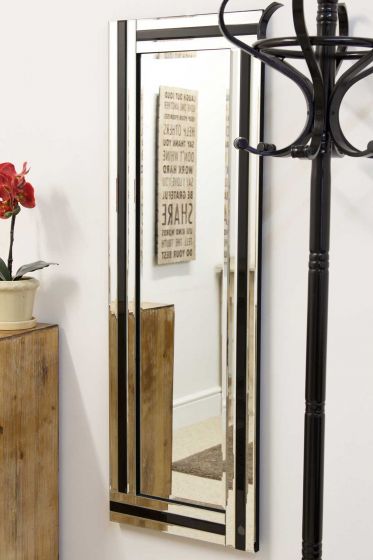 Carrington Black All Glass Dress Mirror 120 x 40 CM